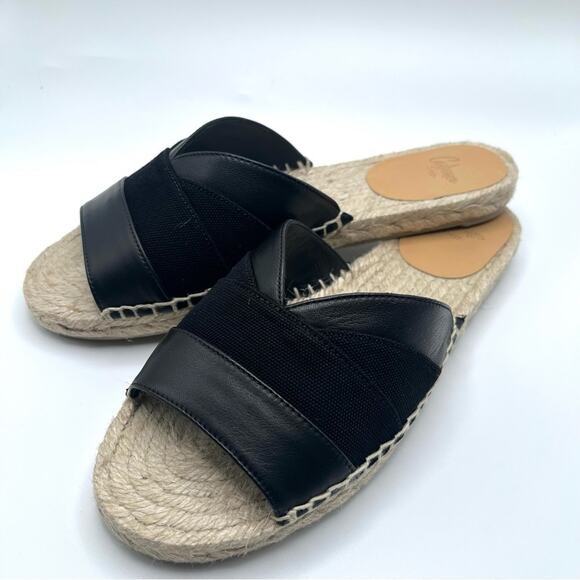 Castañer Pasi flat leather espadrille sandals Minimalist slides in black  Sz 5 - Picture 3 of 15